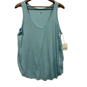 ANA A New‎ Approach Womens V-Neck Tank Top Serene Aqua Large ADXVN1004V153BG NWT